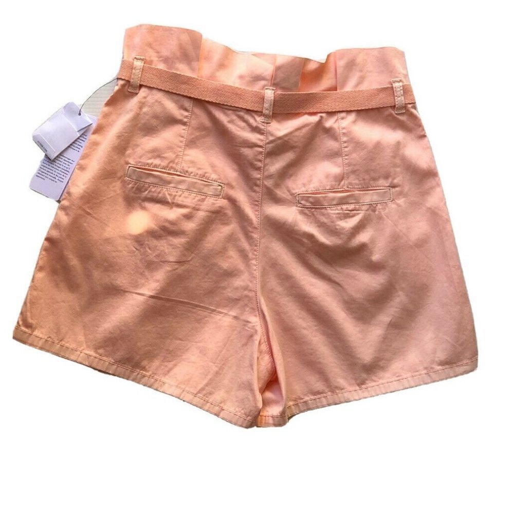 GUESS Women's Orange Sierra Cotton Paper Bag Shorts Peach Size 6 - Picture 7 of 11
